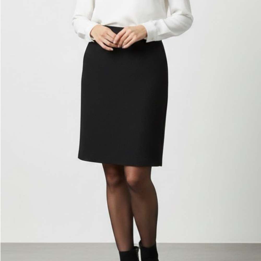 Vintage 60s Peabody House Black Wool Mini Pencil Skirt Medium